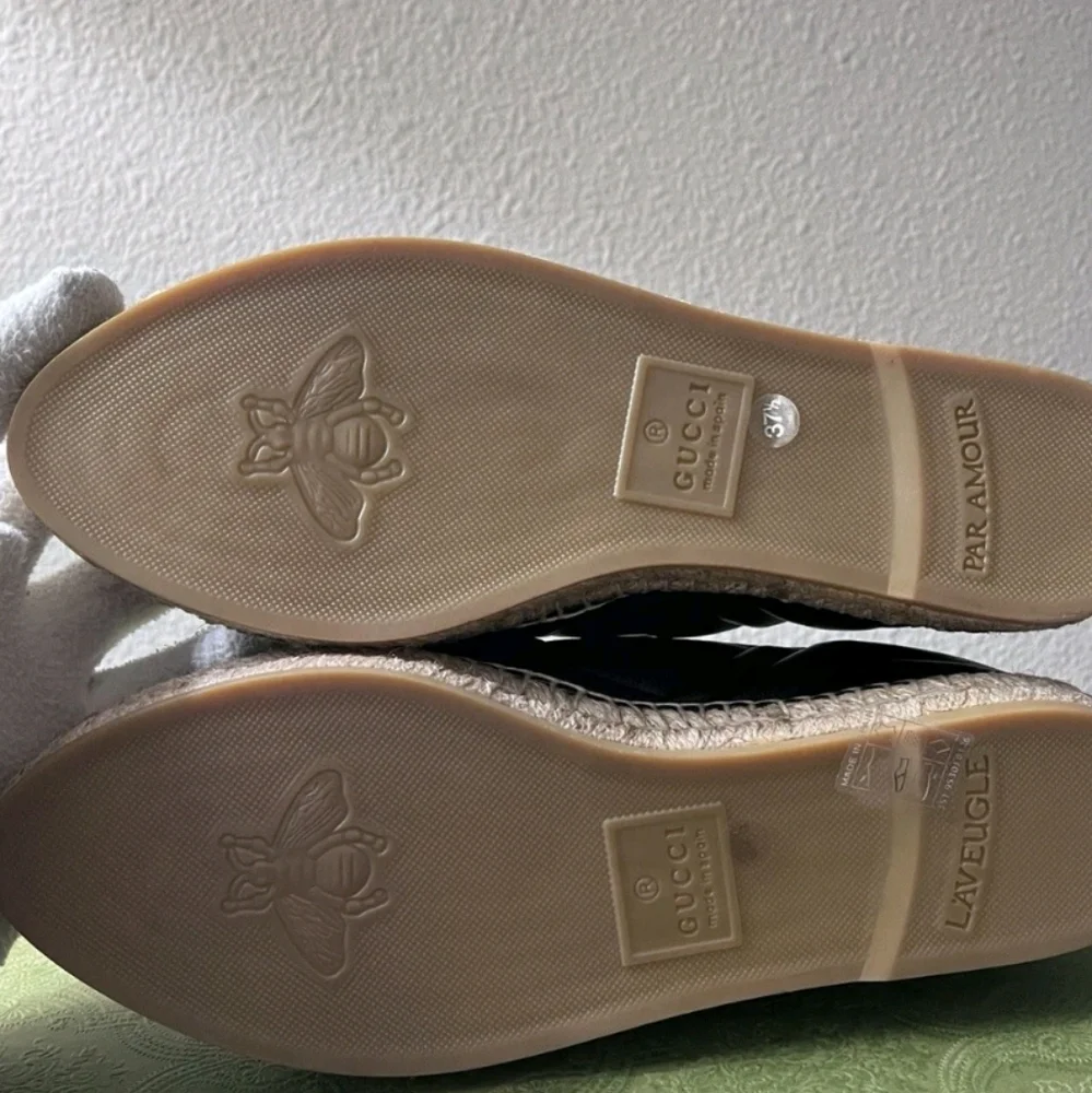 Brand New Gucci Double G Women’s Leather Black Espardrille Size 37.5 (US 7.5) - Picture 6 of 7